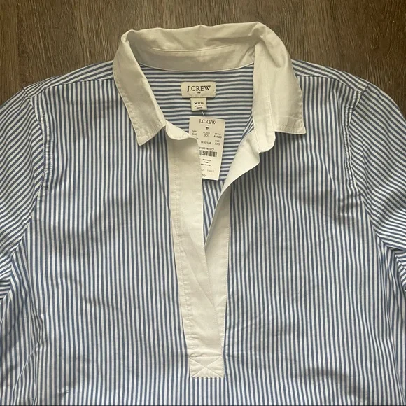 J. Crew Blue Pinstripe Seersucker Collared Tunic in Size XXS - Picture 4 of 11